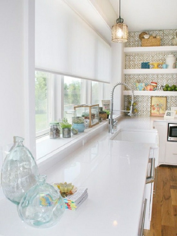 white modern kitchen counter