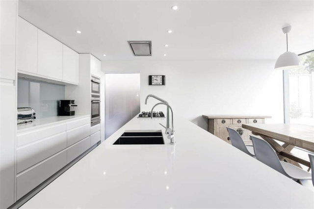 white modern kitchen counter