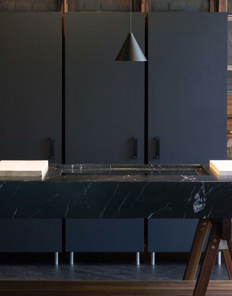 idea kitchen deco black marble worktop