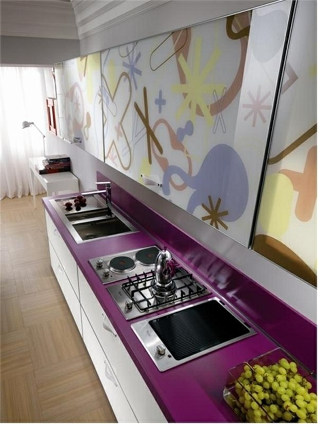 purple kitchen counter