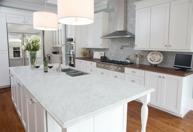 white wood kitchen counter