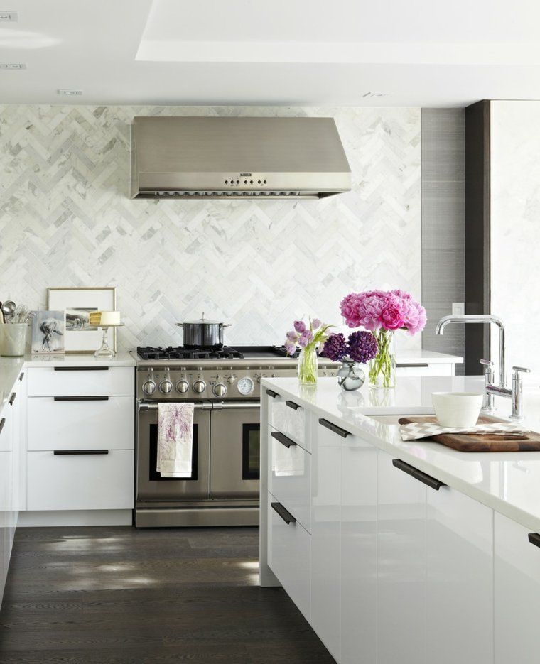 contemporary white kitchen counter