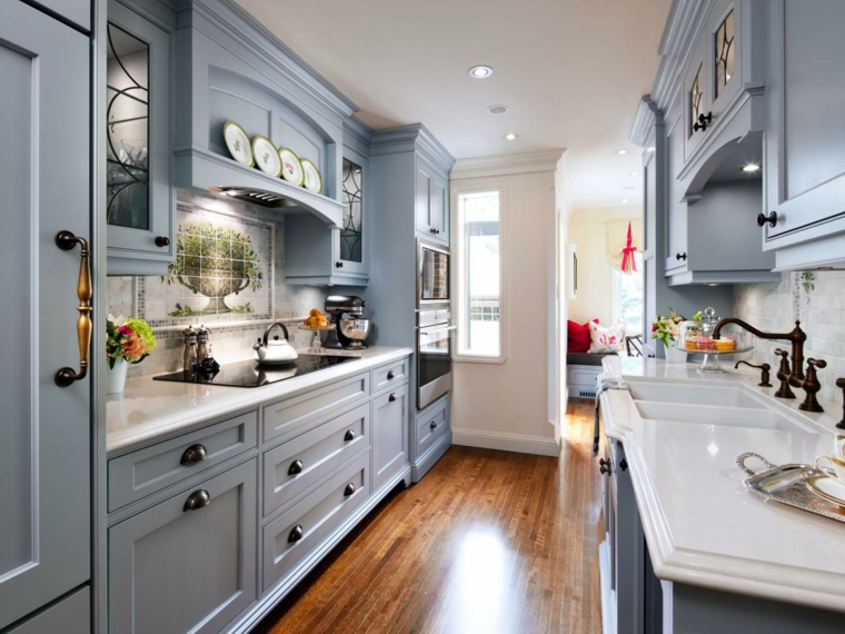 gray white kitchen counter