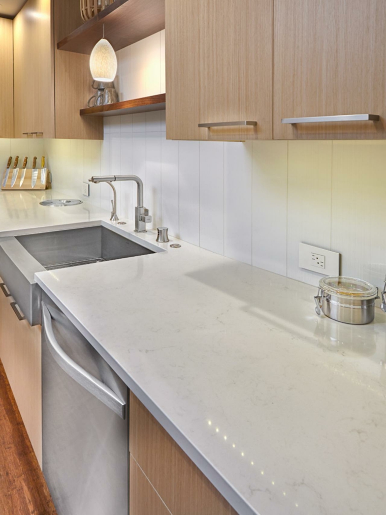 white marble wood kitchen counter