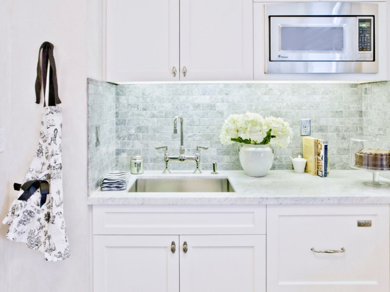 white marble kitchen counter