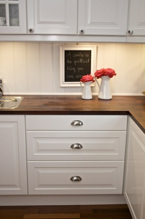 white wood kitchen counter