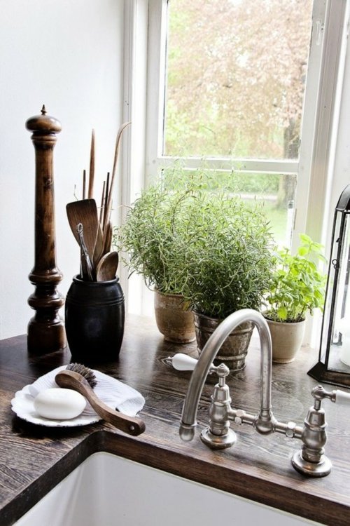 dark wood kitchen counter