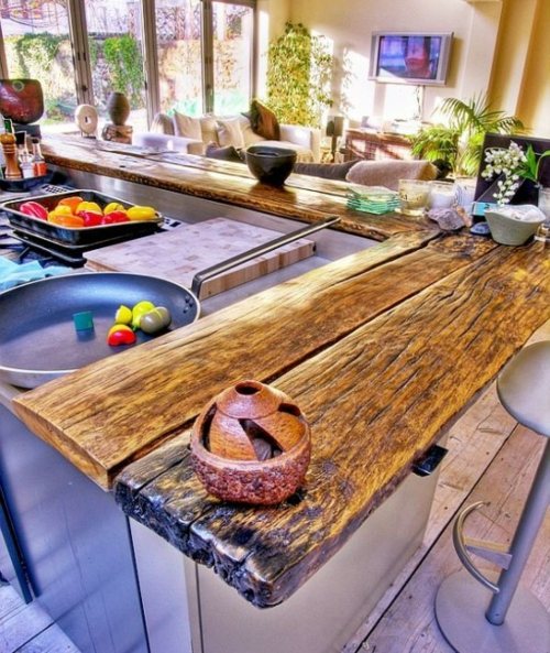 wood kitchen counter