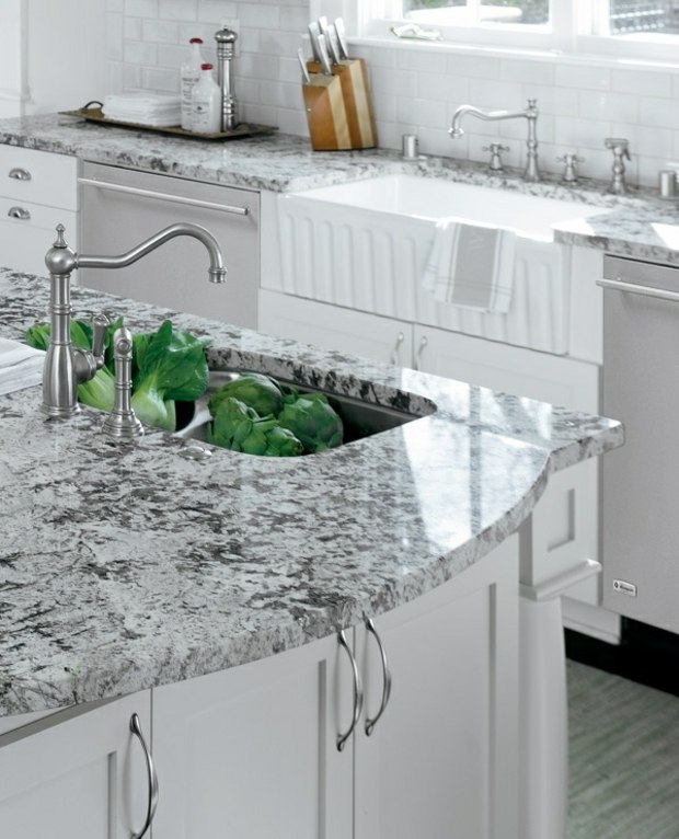 white gray marble countertop