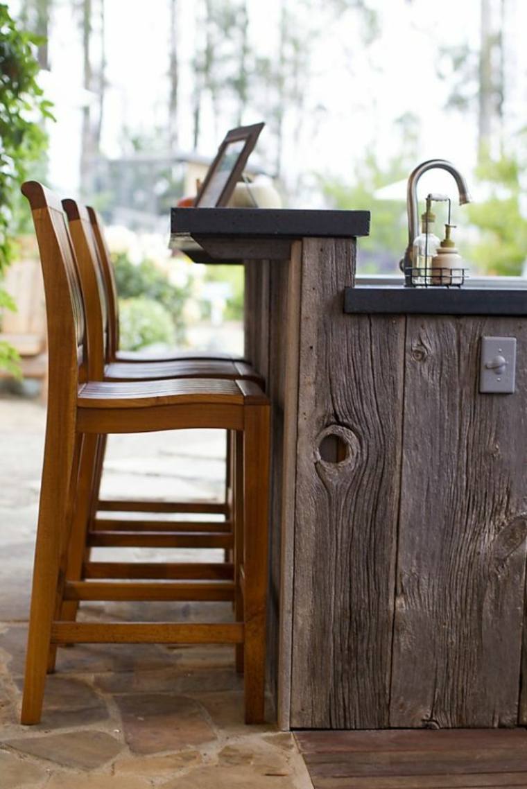 rustic wood counter