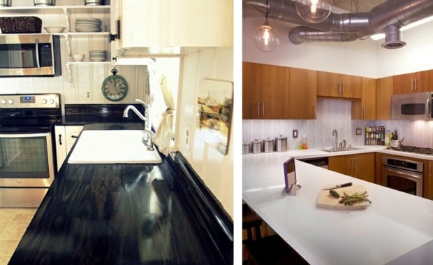 black white kitchen countertops