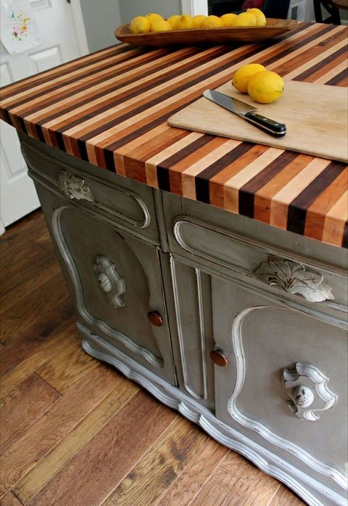 kitchen counter multicolored wood