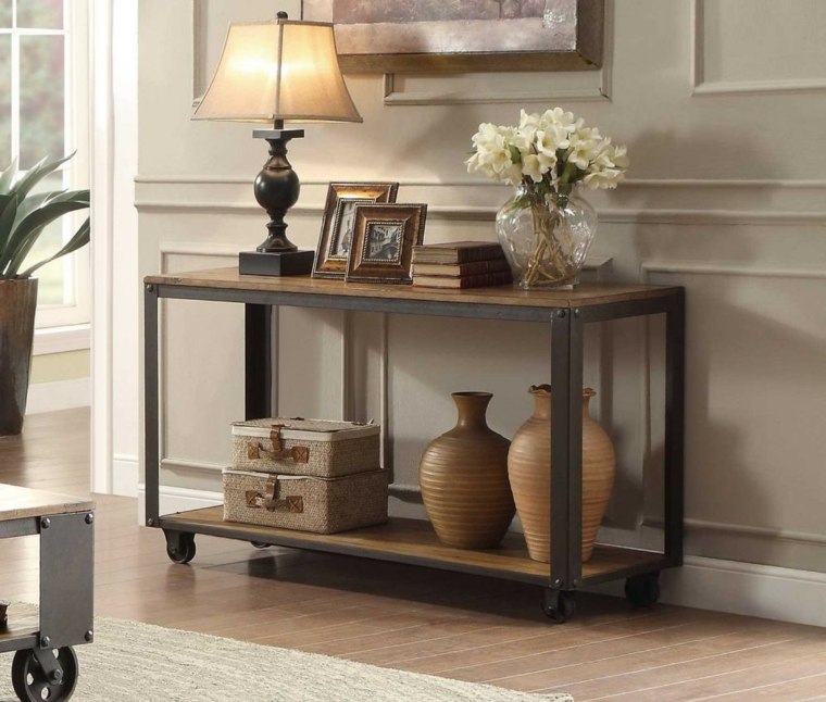 contemporary console table with casters