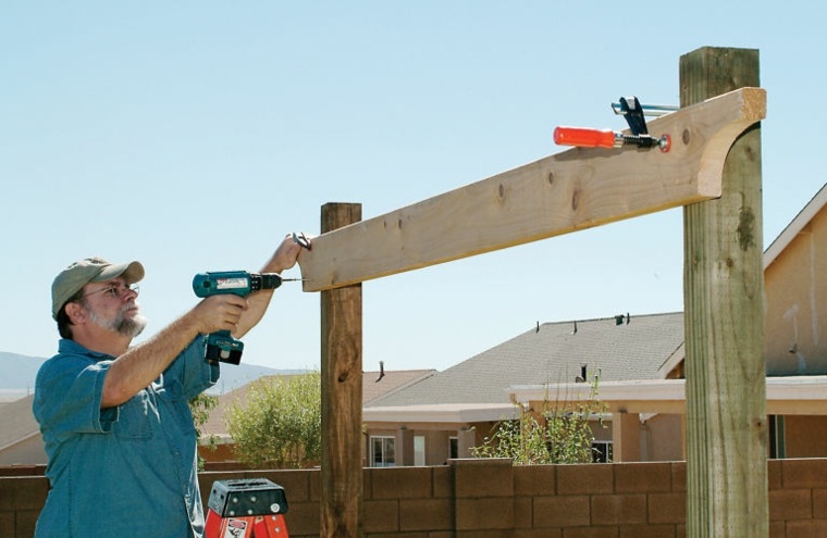 build-a-wooden pergola-plan-exterior decoration terrace-arbor