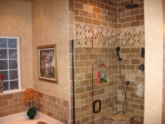 color beige natural stone bath room