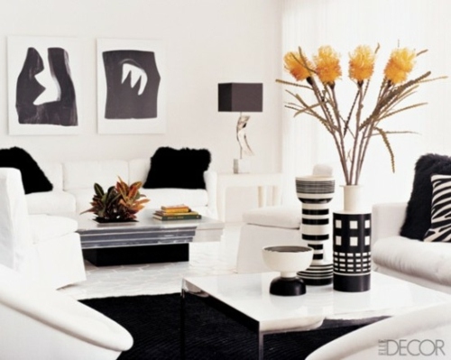 black white color modern living room