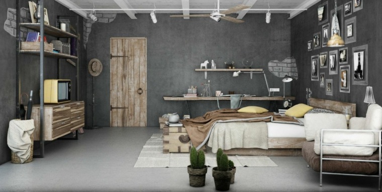 color bedroom deco industrial style