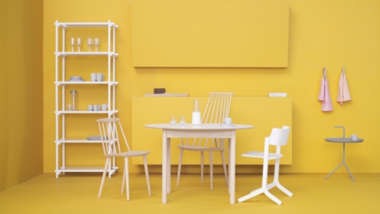 color kitchen yellow white design chair wood