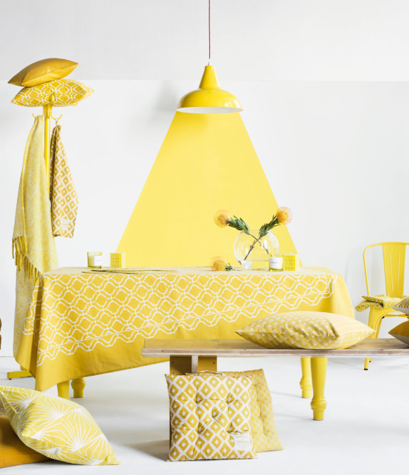 yellow color idea lighting suspension bench tablecloth yellow