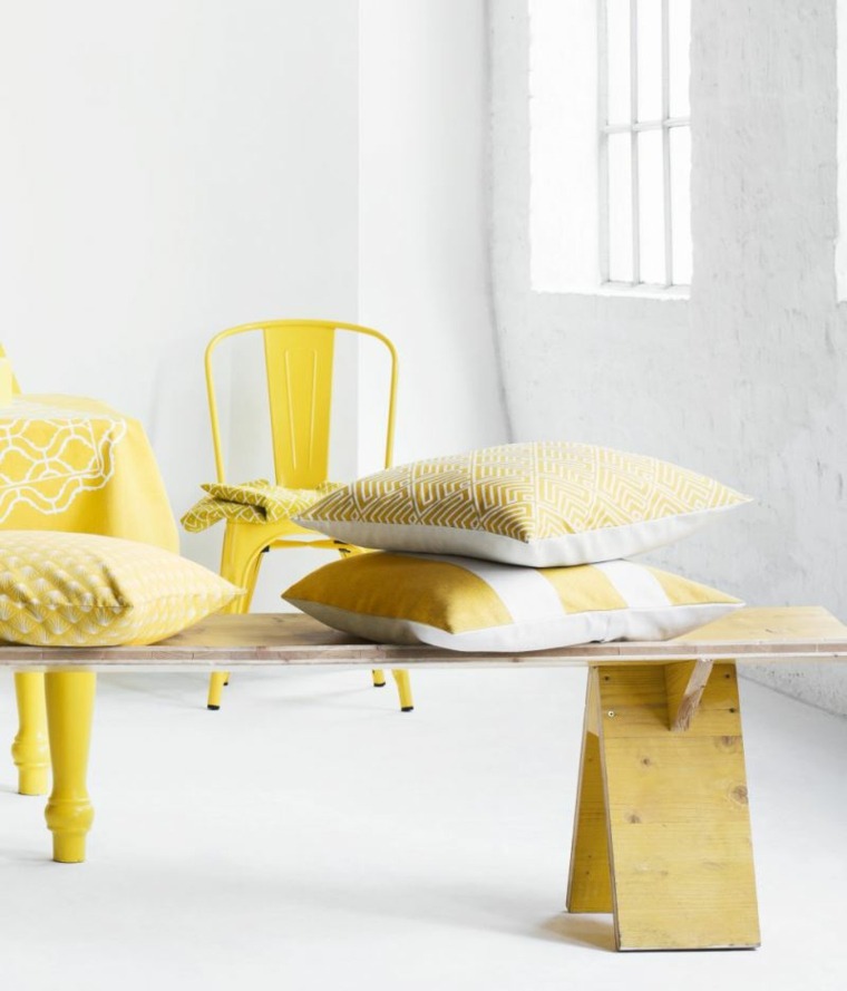 idea color yellow interior wooden bench cushions chair