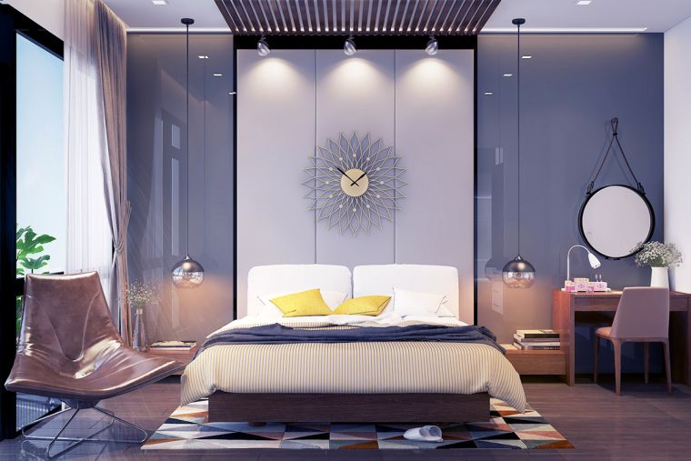 deco trendy bedroom design color gray paint