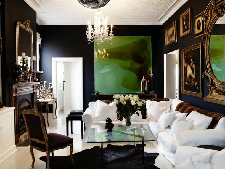 painting living room home luxury black white