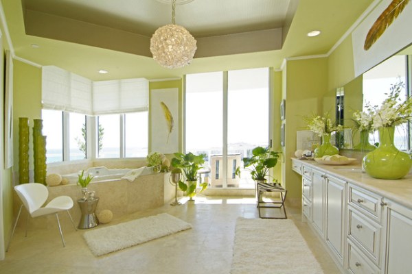 light green color relaxing bath room