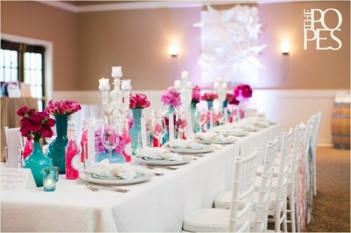 sparkling colors adorn beautiful white table