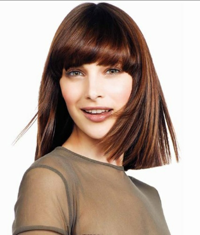 female mid-length hair cut model