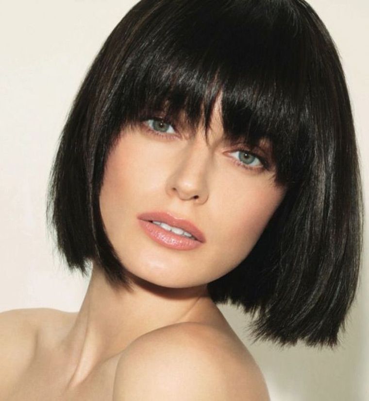 square haircut gradient bangs-brown hair