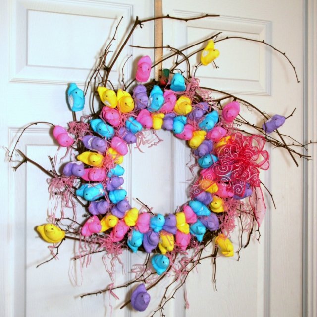 Easter wreath multicolored candies