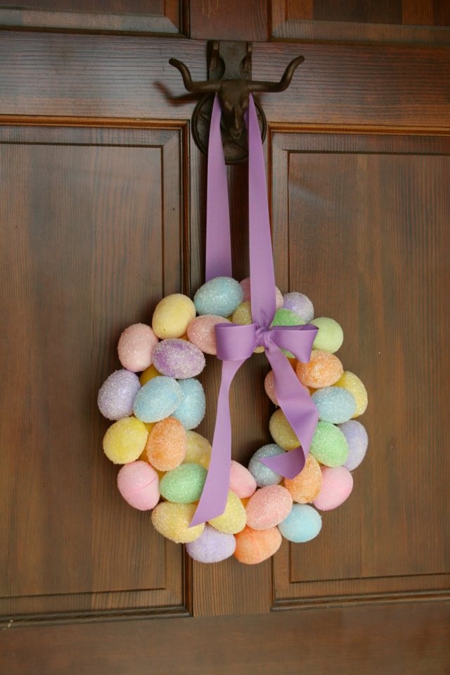 Easter wreath multicolored eggs