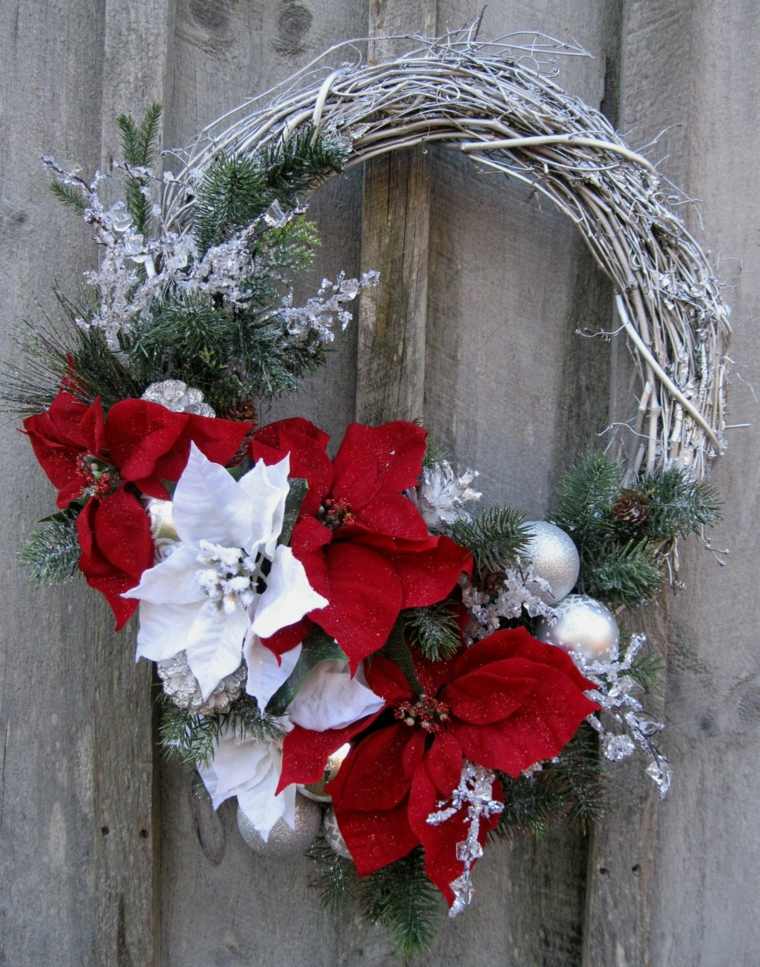 Christmas wreath branches frosted flowers