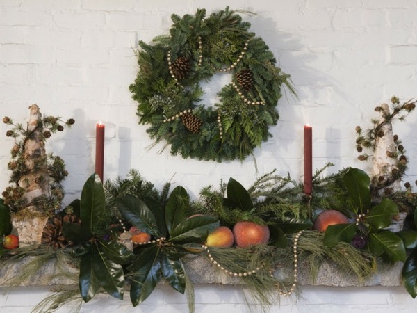 crown decoration green fireplace arrangement