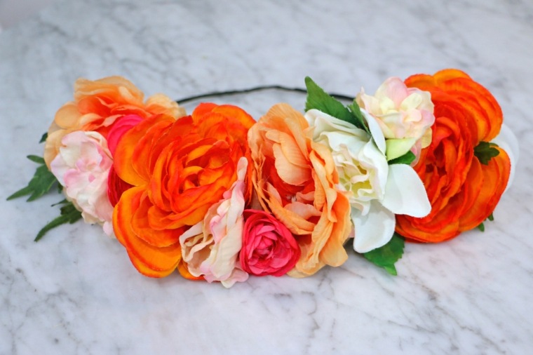 orange flower wreath for a bridal wedding idea