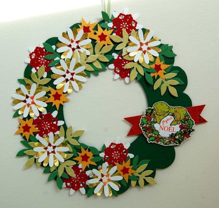 wreath christmas fabric flowers paper