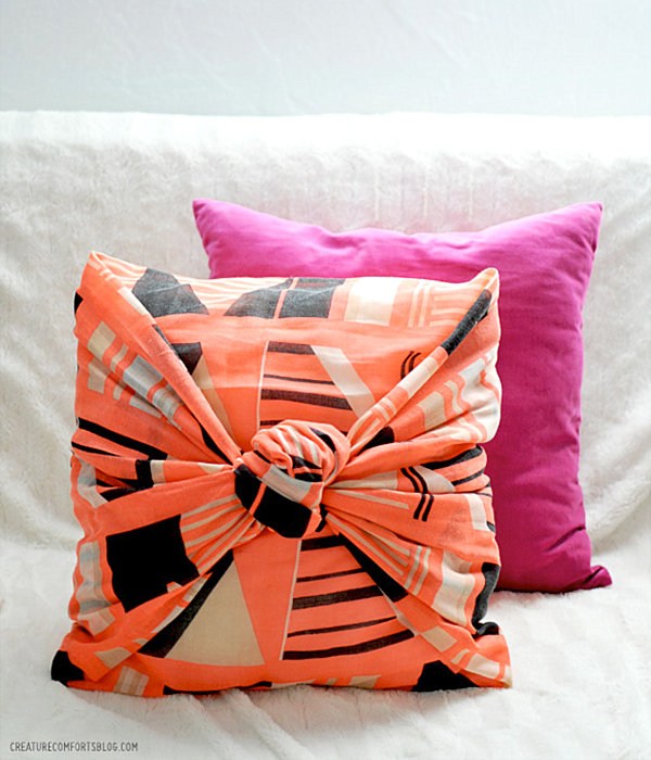 decor cushion orange magenta knot deco interior