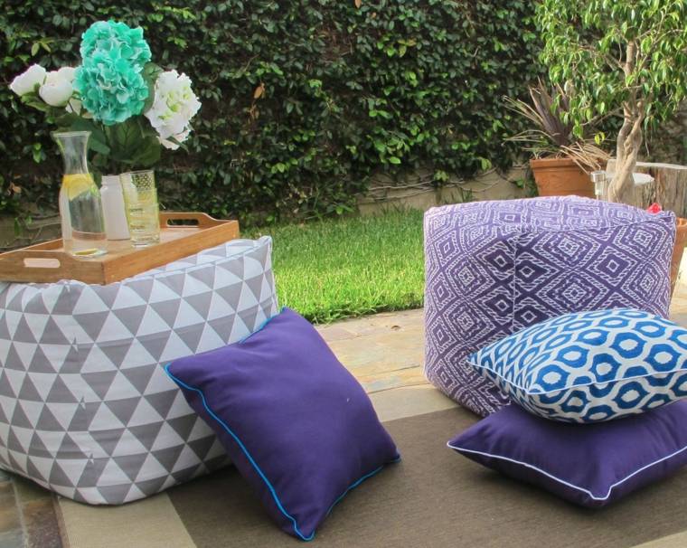 idea cushion outdoor garden furniture tray wood bouquet flowers idea ottoman