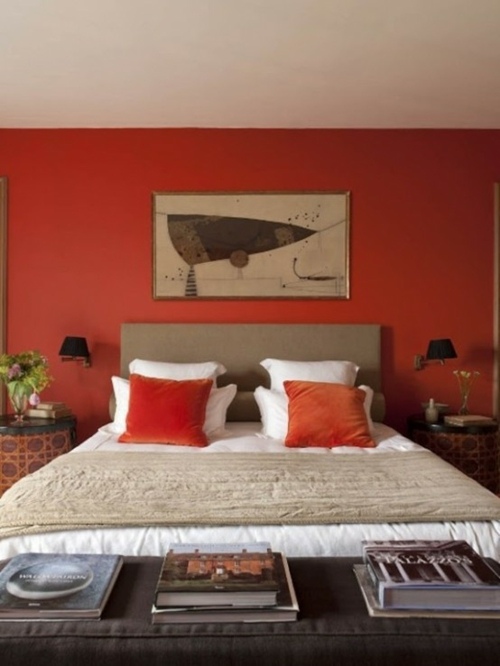 orange bedroom wall cushions