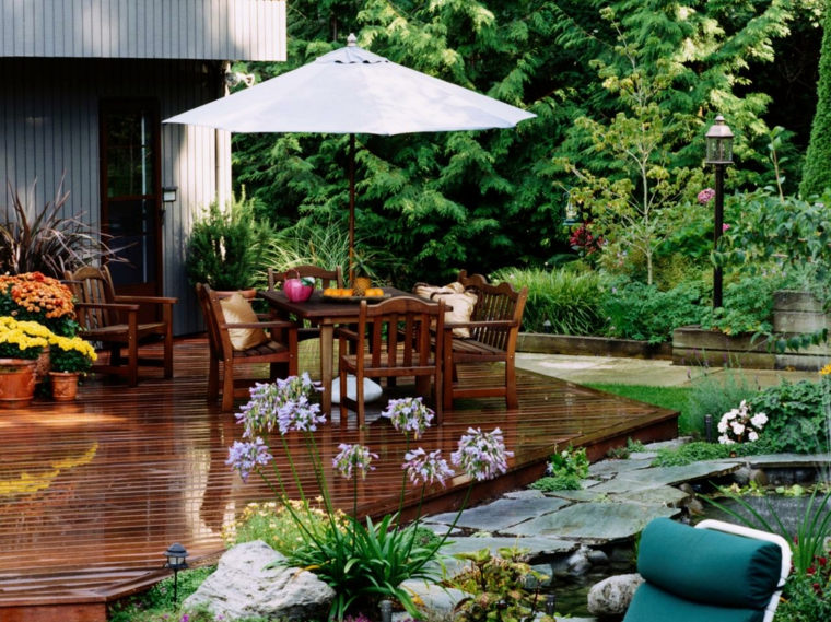 cover an elegant wooden deck