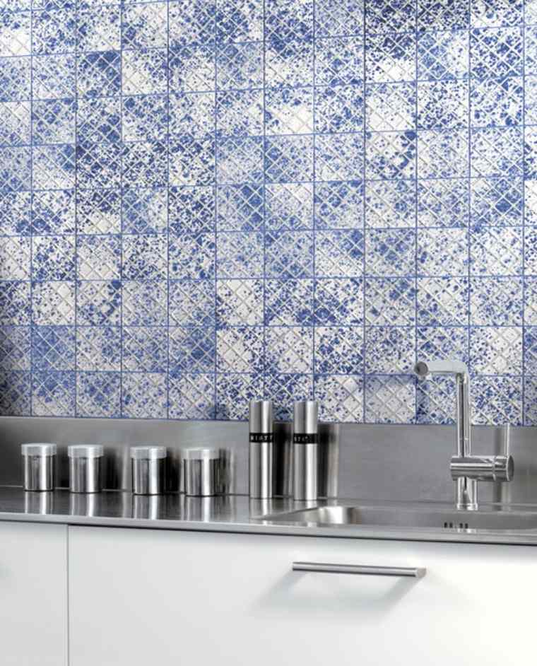 credence for kitchen tiling blue white idea design