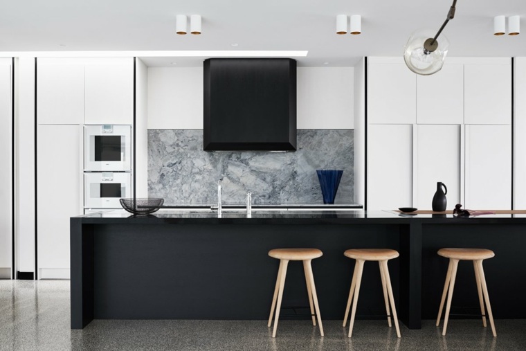 credence stone design kitchen marble island black wood