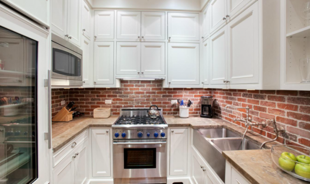 credence of kitchen facing brick ideas