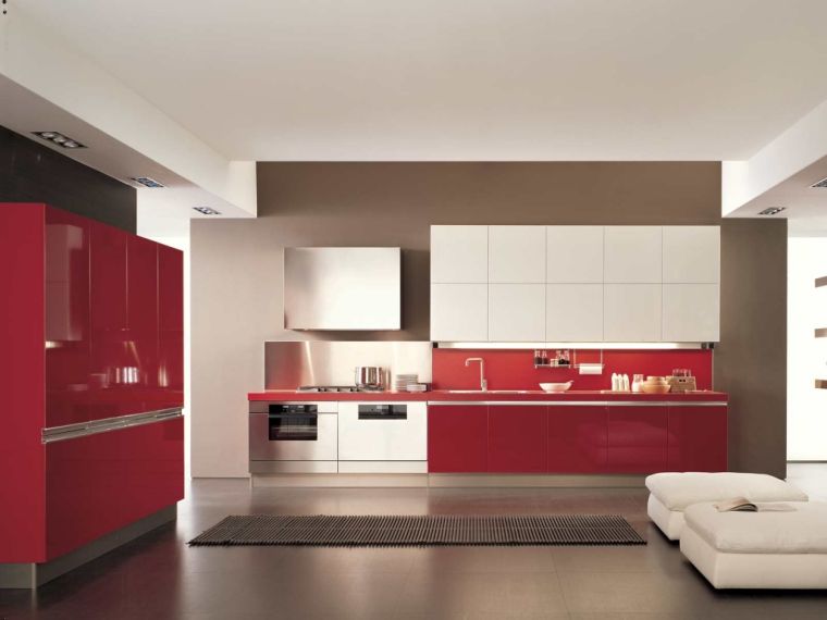deco red kitchen credence