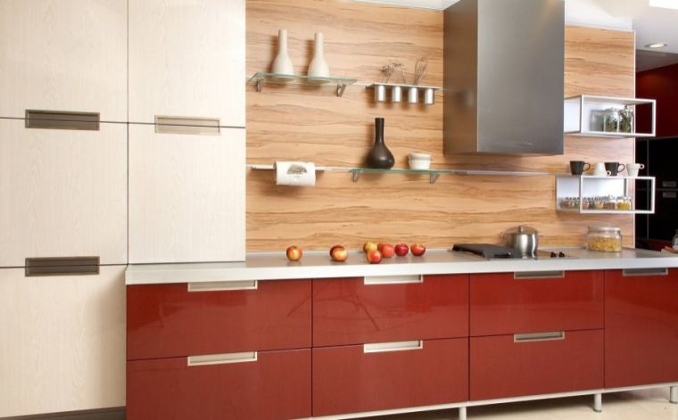 Photo Credenza for Red Kitchen Coating Wood