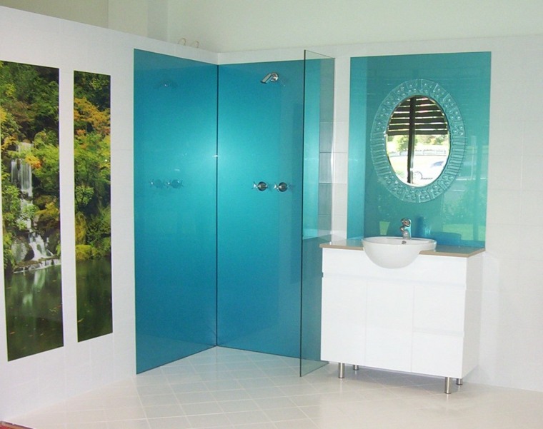 credence bathroom blue shower decorations