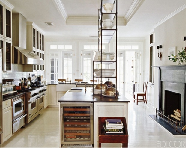 cozy atmosphere kitchen with a fireplace