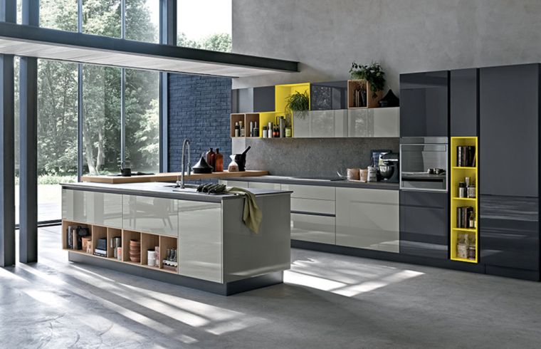 fitted kitchen peninsula modern deco