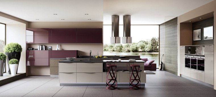 kitchen design modern color aubergine extractor hood tile kitchen