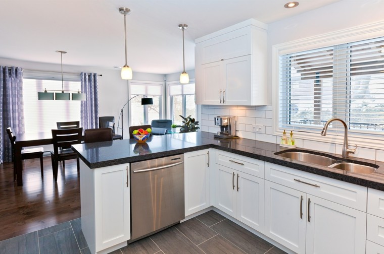 white kitchen with countertop idea lighting